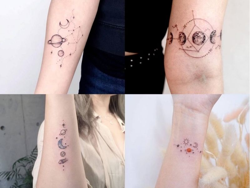 Hình xăm cung Thiên Bình Tattoo màu sắc dễ thương